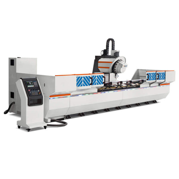 Complete view of 3 Axis CNC Profile Machining Center for aluminium, copper, and uPVC profile processing
