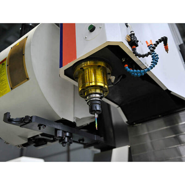 Close-up of BT40 spindle and 24-station tool changer on Heavy Duty 3 Axis CNC Aluminium Machining Center